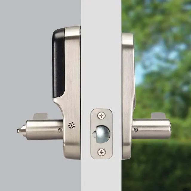 Alt view image 5 of 8 - Yale Assure Lever, Touchscreen Keypad Door Lever (for doors with no deadbolt) - Keyless entry with pin code unlocking and one-touch or Auto-Locking - Satin Nickel