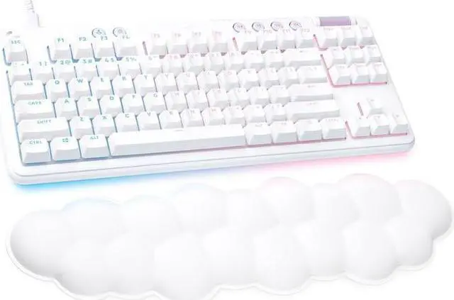 Main image of Logitech G713 Wired Mechanical Gaming Keyboard with LIGHTSYNC RGB Lighting, Clicky Switches (GX Blue), and Keyboard Palm Rest, PC/Mac Compatible - White Mist