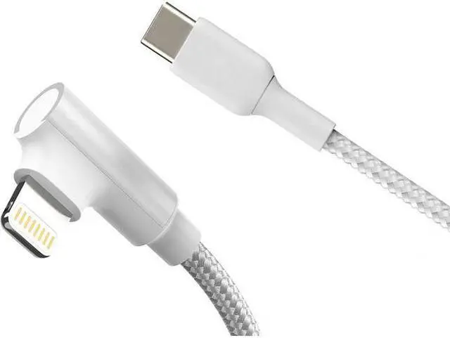 Main image of 4XEM 4XLIGHTNING3RAW White USB-C to Lightning Right Angled 3 FT Charging Cable