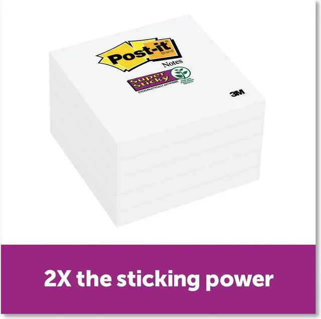 Alt view image 6 of 10 - Post-it Super Sticky Notes 3 x 3 White 90 258343