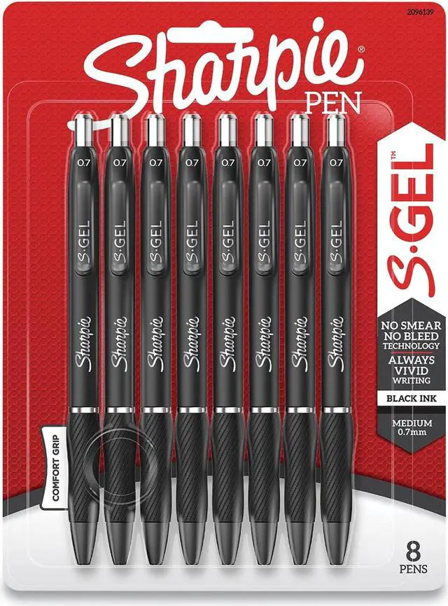 Alt view image 2 of 7 - Sharpie S-Gel Retractable Gel Pen Medium Point Black Ink 8/Pack 2096139