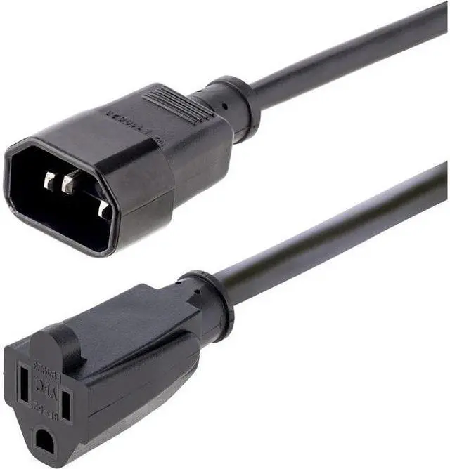 Main image of StarTech 1m IEC C14 to NEMA 5-15R Power Extension Cord Black 1415R3FPOWERCORD