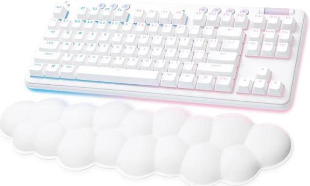 Alt view image 2 of 9 - Logitech G715 Wireless Mechanical Gaming Keyboard with LIGHTSYNC RGB Lighting, Lightspeed, Clicky Switches (GX Blue), and Keyboard Palm Rest, PC and Mac Compatible, White Mist