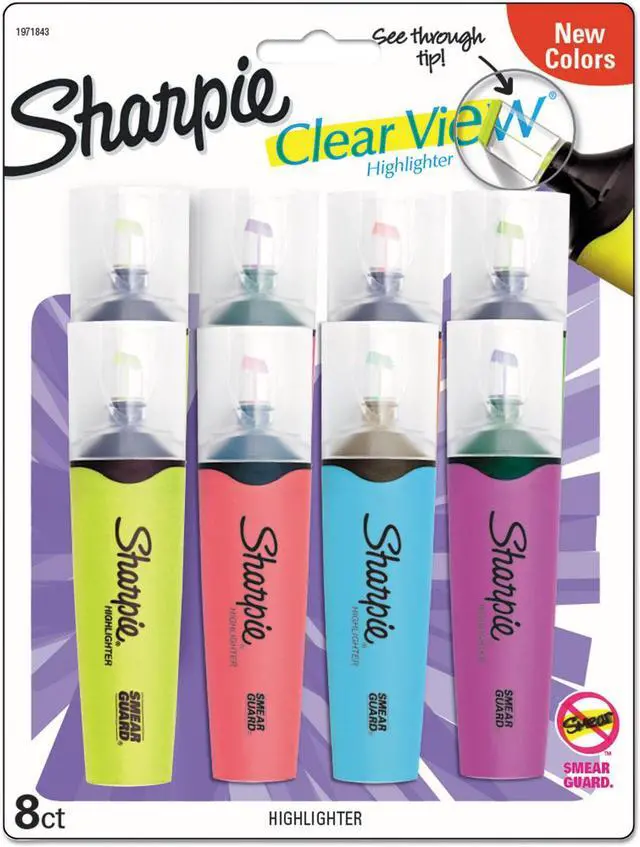 Alt view image 6 of 7 - Sharpie 1971843 Clear View Highlighters, Chisel Tip, Assorted Fluorescent, 8/Pack