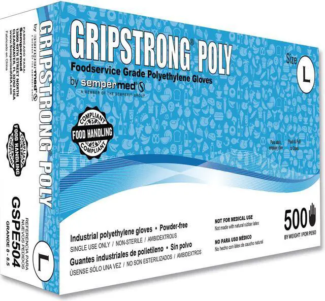 Main image of Foodservice Grade Polyethylene Gloves Clear Large Polyethylene 500/Box 20 Boxes/Carton GSPE504