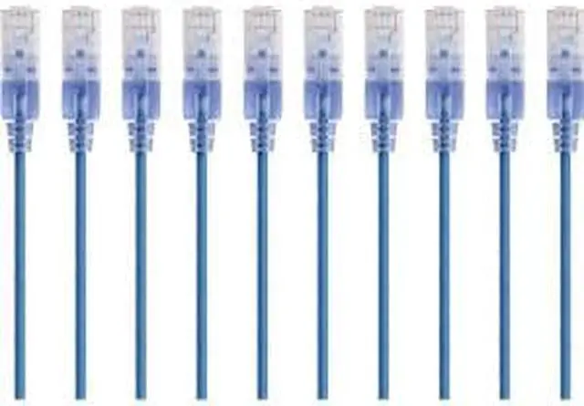Alt view image 8 of 10 - Monoprice SlimRun Cat6A Ethernet Patch Cable - Network Internet Cord - RJ45, 550Mhz, UTP, Pure Bare Copper Wire, 10G, 30AWG, 5ft, Blue, 10-Pack