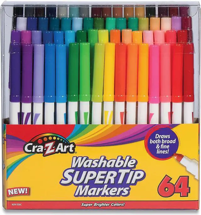 Alt view image 5 of 5 - Cra-z-art Washable SuperTip Markers, Bullet Tip, Assorted, 64/Set (CZA10128WM16)