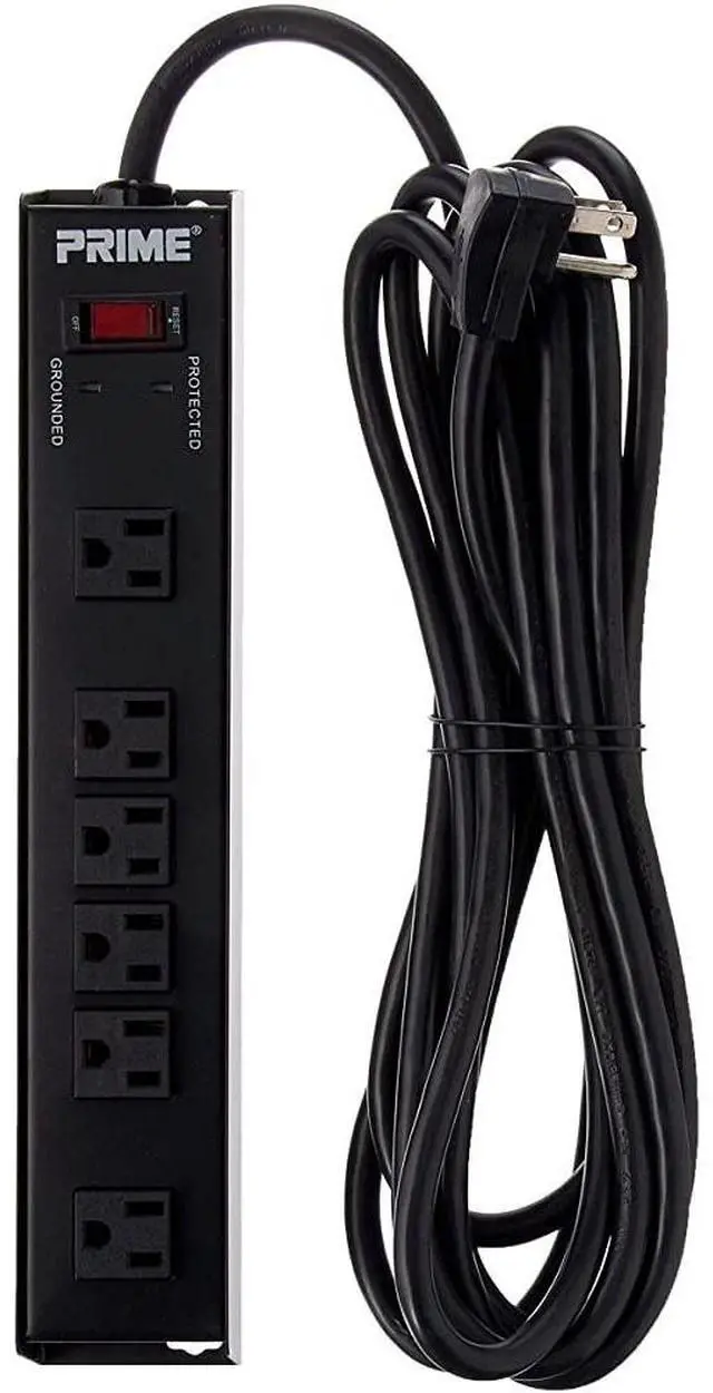 Alt view image 6 of 6 - Monoprice Power & Surge - 6 Outlet Metal Surge Protector Power Strip - 15 Feet Cord - Black | 1150 Joules 15A / 125V / 1875W