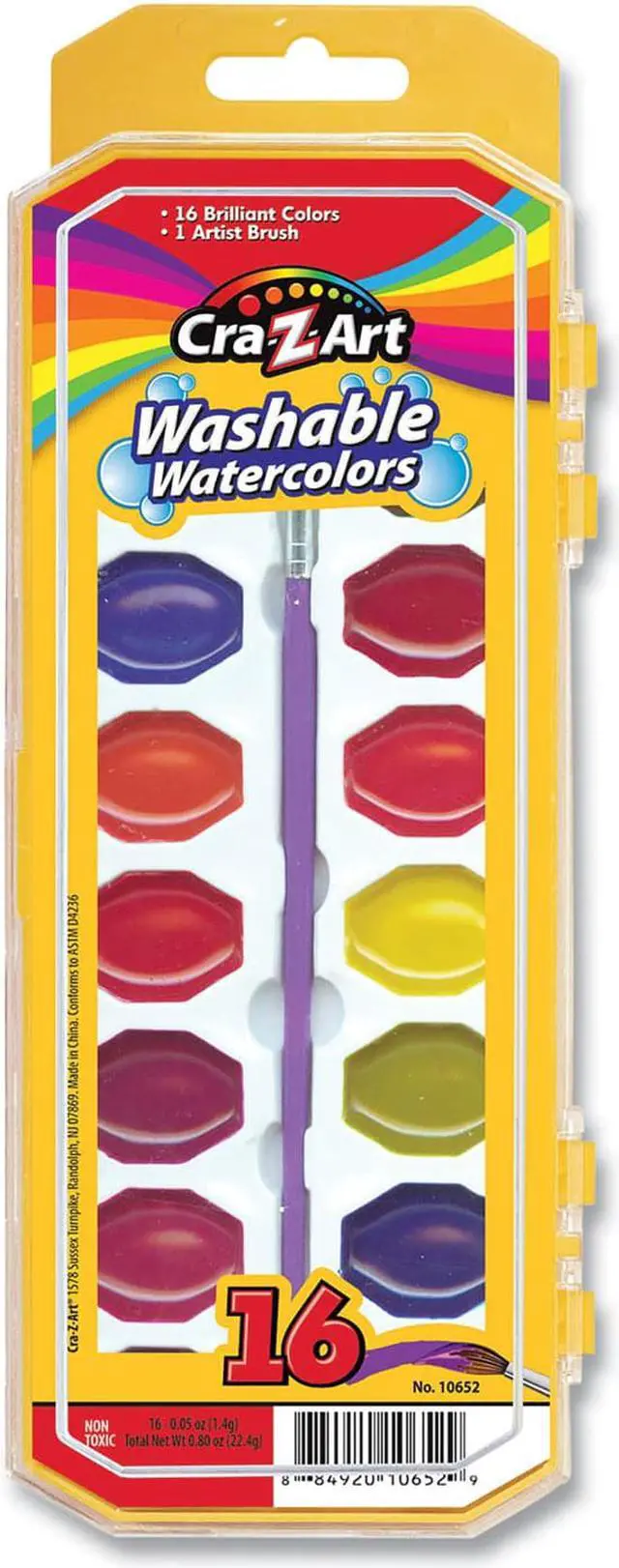 Main image of Washable Watercolors 16 Assorted Colors Palette Tray 10652WM36