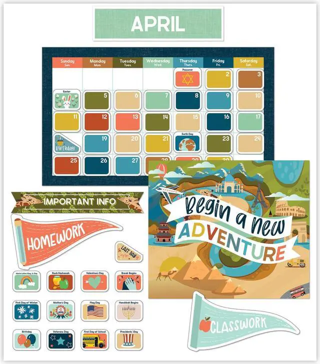 Main image of Calendar Bulletin Board Sets 123-Piece Set Let's Explore 23" x 13" Multicolor 110556