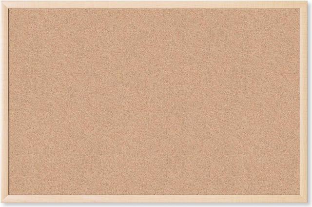 Cork Bulletin Board, 35 x 23, Tan Surface, Birch Wood Frame