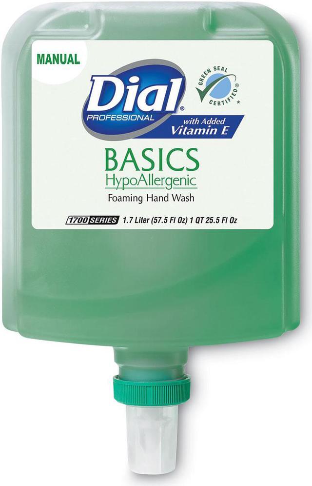 Basics Hypoallergenic Foaming Hand Wash Refill for Dial 1700 Dispenser, Honeysuckle, with Vitamin E, 1.7 L, 3/Carton Basics Hypoallergenic Foaming Hand Wash Refill for Dial 1700 Dispenser, Honeysuckle, with Vitamin E, 1.7 L, 3/Carton