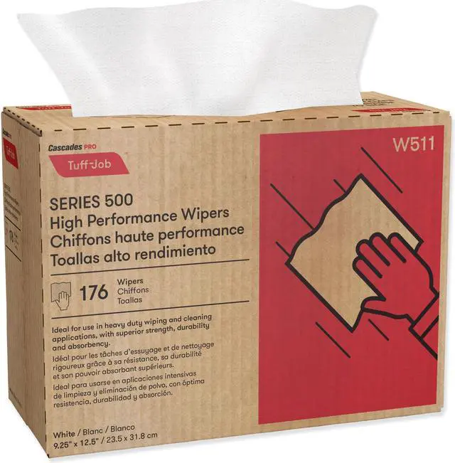 Main image of Cascades Pro Tuff-Job S500 High Performance Wipers 176/Box 10 Box/Carton W511