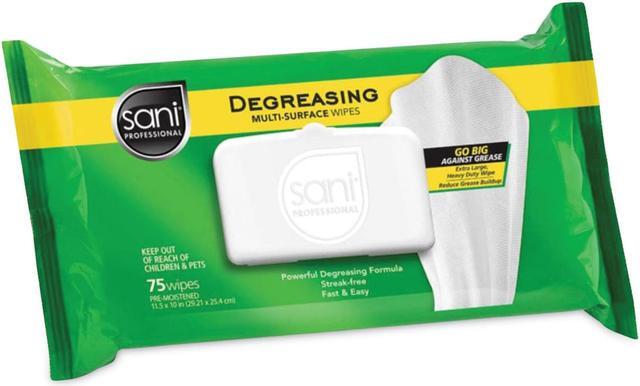 Degreasing Multi-Surface Wipes, 1-Ply, 11.5 x 10, 75, Floral Scent, White, Wipes/Pack, 9 Packs/Carton