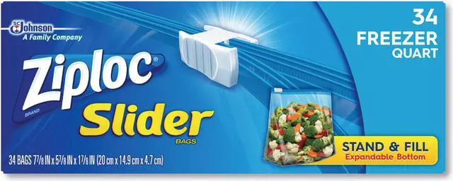 Main image of Slider Freezer Bags 32 oz 5.88" x 1.88" x 7.88" Clear 34/Box 316486
