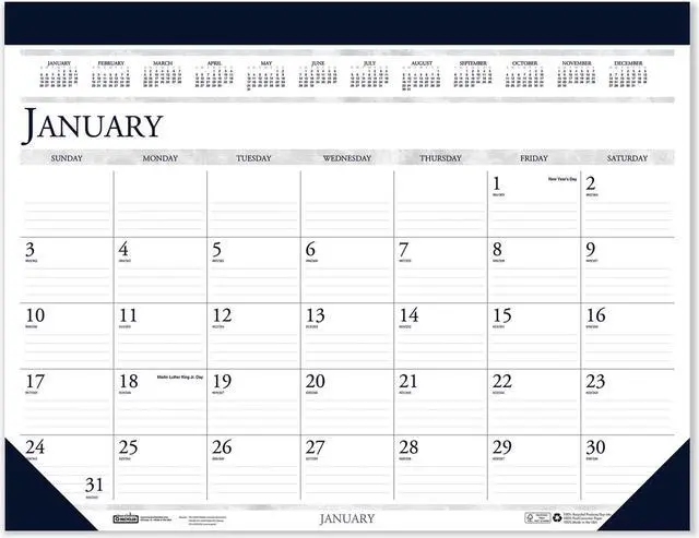 Alt view image 2 of 2 - 2024 House of Doolittle 22" x 17" Monthly Desk Pad Calendar White/Blue (150-24)