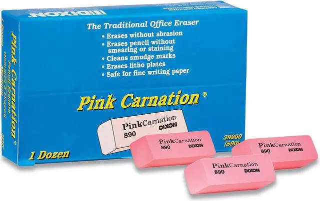 Main image of Pink Carnation Erasers For Pencil Marks Medium Pink Dozen 38900