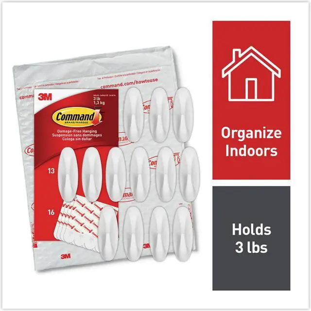 Main image of 3M Command Designer Hooks Medium Plastic 3 lb White 13 Hooks/16 Strips 1708113NA