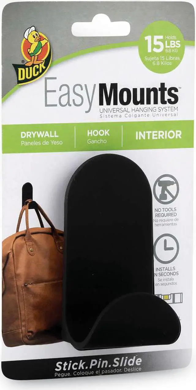 Main image of EasyMounts Medium J-Hook Medium Matte Black 15 lb Capacity 1 Hook 287390
