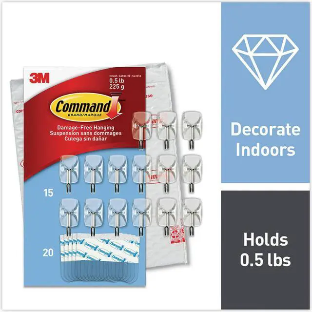 Alt view image 8 of 8 - Command Small Wire Hooks Clear 15 Hooks/Pack (17067CLR-15NA)
