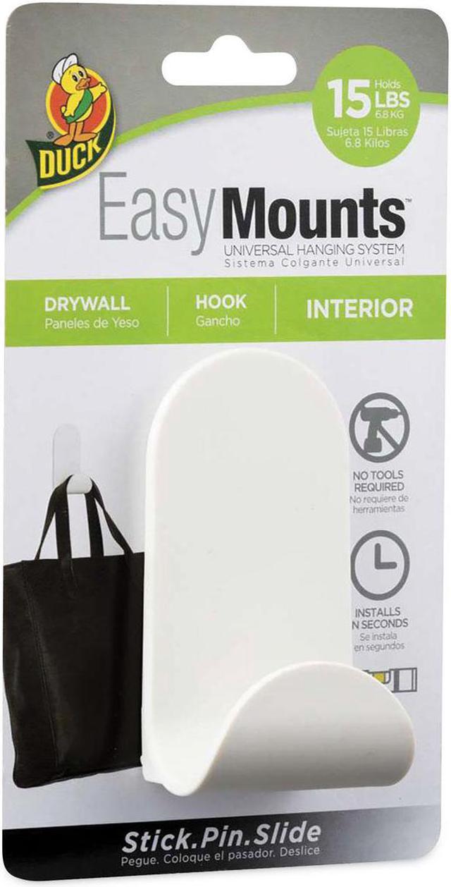 Duck EasyMounts Medium J-Hook, Matte White, 15 lb Capacity