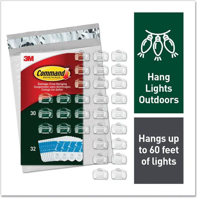 Alt view image 8 of 8 - Command Outdoor Light Clips with Foam Strips Clear 30/Pack (17017CLRAW30NA)