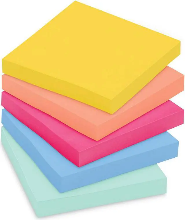 Main image of Post-it Super Sticky Notes 3" x 3" Summer Joy Collection 90 Sheet/Pad 12 Pads/Pack (654-12SSJOY)