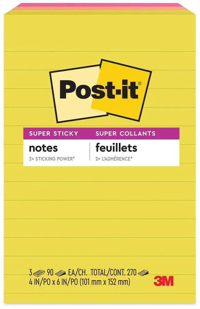 Main image of 3M Post-it Note Pads Summer Joy Collection Colors 90 Sheets/Pad 3Pk 7100269358