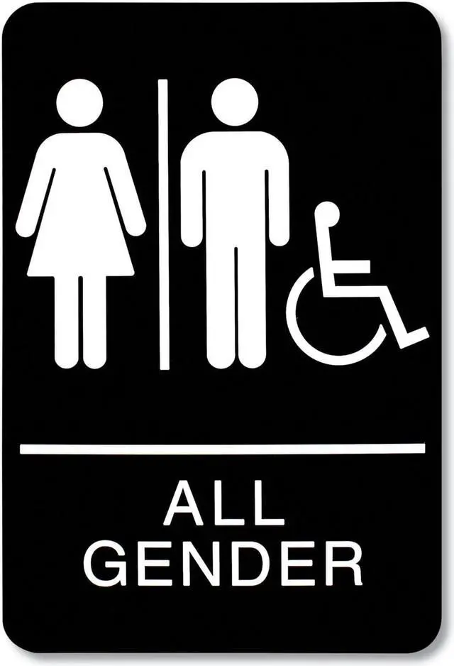 Main image of Headline Sign All Gender/Wheelchair Accessible 6x9 Tactile Symbol Plastic 9486