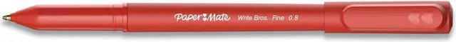 Main image of Write Bros. Ballpoint Pen Stick Fine 0.8 mm Red Ink Red Barrel Dozen 2124517