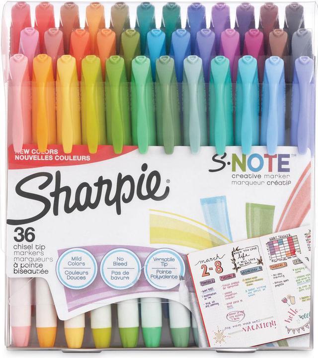 S-Note Creative Markers, Assorted Ink Colors, Bullet/Chisel Tip, Assorted Barrel Colors, 36/Pack