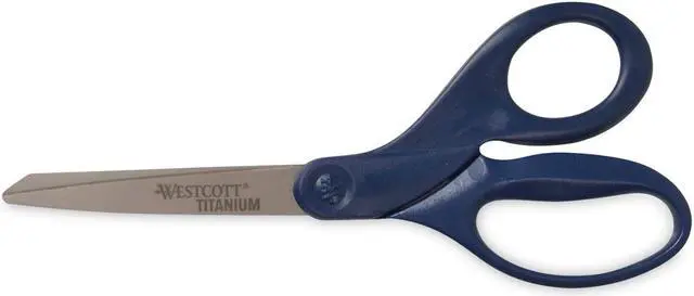 Main image of Titanium Bonded Scissors 8" Long 3.5" Cut Length Straight Navy Handle 17509