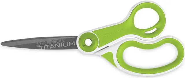 Main image of CarboTitanium Bonded Scissors 8" Long 3.25" Cut Length Straight White/Green Handle 17444