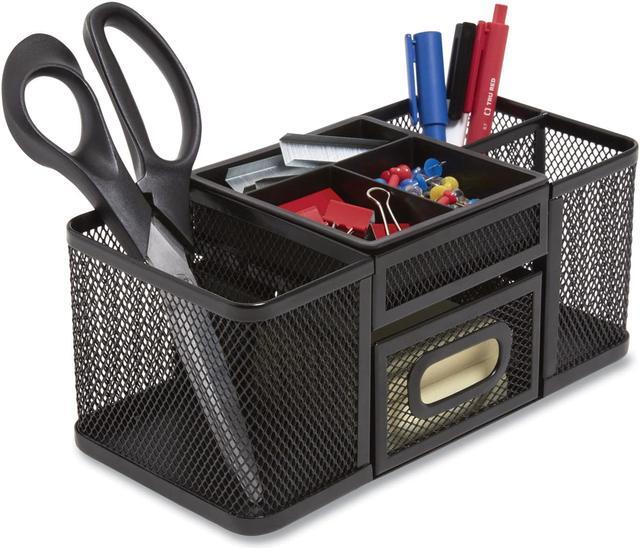 Seven Compartment Wire Mesh Accessory Holder, 4.45 x 9.33 x 3.86, Black Seven Compartment Wire Mesh Accessory Holder, 4.45 x 9.33 x 3.86, Black