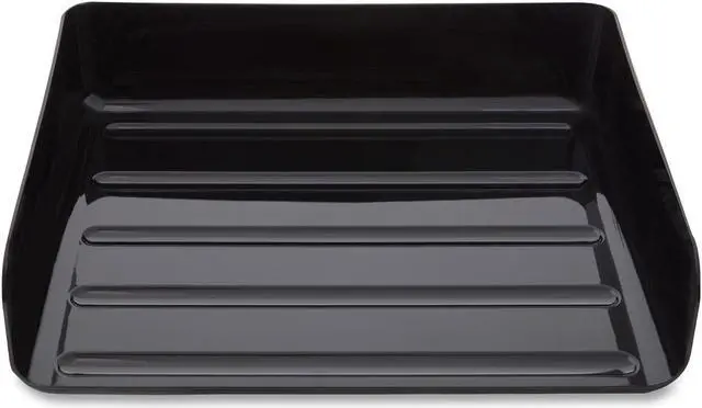 Main image of Tru Red Letter Size Side Load Stackable Plastic Document Tray Black 2/Pk TR55327