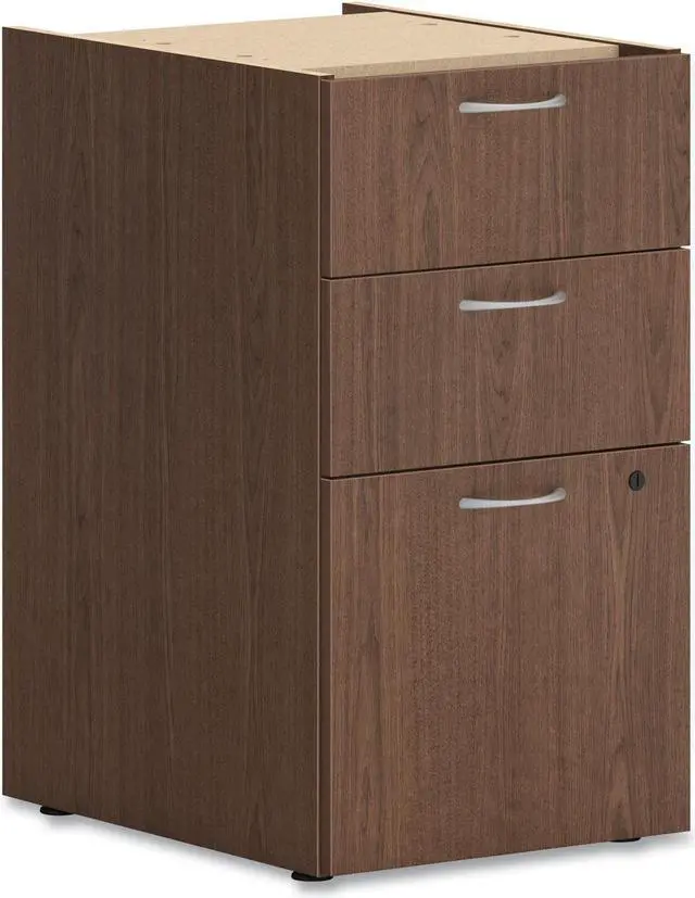 Main image of Mod Support Pedestal Left or Right 3-Drawers: Box/Box/File Legal/Letter Sepia Walnut 15" x 20" x 28" HLPLPSBBFLSE1