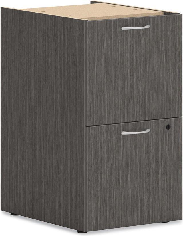 Mod Support Pedestal, Left or Right, 2 Legal/Letter-Size File Drawers, Slate Teak, 15
