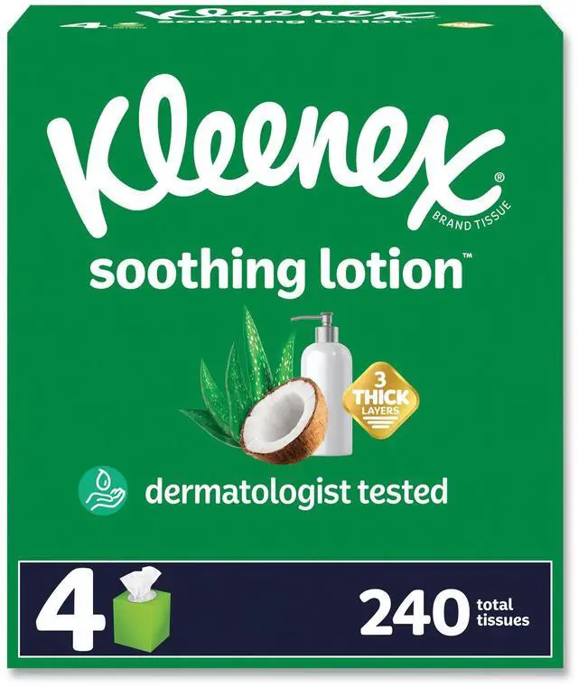 Main image of Kleenex Lotion Facial Tissue 3-Ply White 60 Sheets/Box 8/Carton 54289
