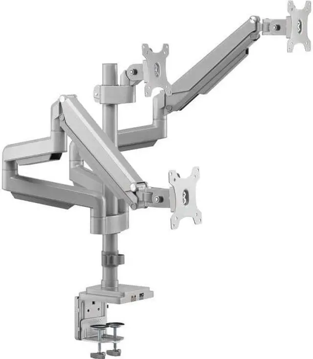 Main image of Tripp Lite Triple-Display Flex-Arm Desktop Clamp for 17" to 30" Flat-Screen Displays - USB and Audio Ports, Aluminum, DDR1730TAL
