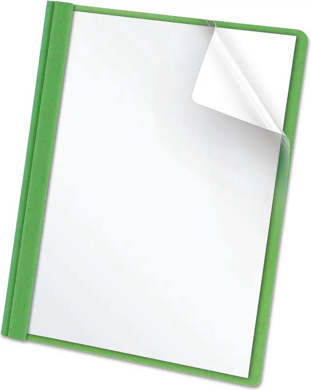 Main image of Oxford 55807 Clear Front Report Cover, Tang Clip, Letter, 1/2" Capacity, Green, 25/Box