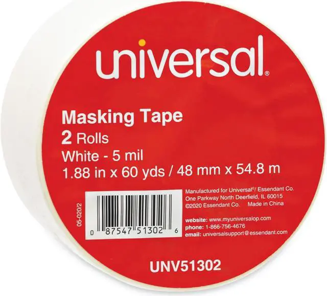 Alt view image 2 of 8 - Universal General Purpose Masking Tape 48mm x 54.8m 3" Core 2/Pack 51302