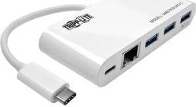 Alt view image 7 of 15 - Tripp Lite 3-Port USB-C hub w/ GbE, USB-C Charging USB Type C USB 3.1 Hub (U460-003-3AG-C)