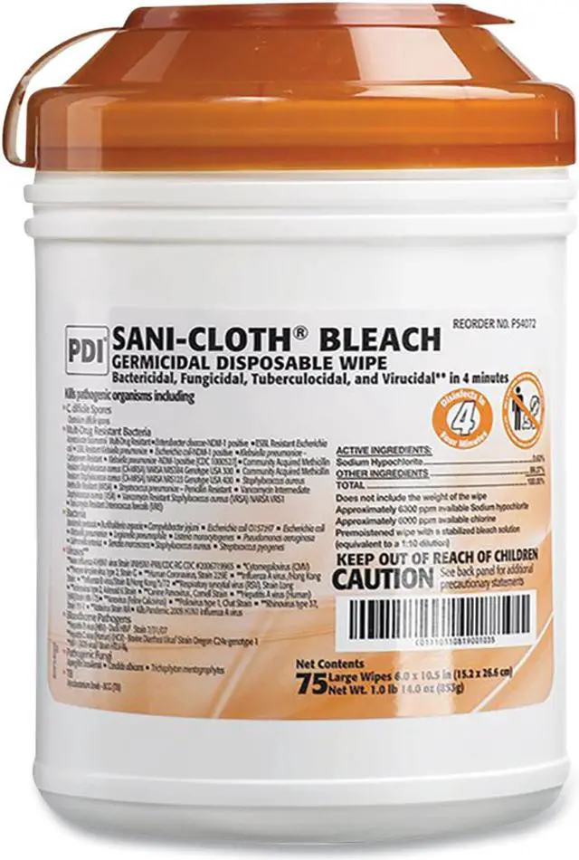 Alt view image 3 of 8 - PDI Sani-Cloth Bleach Disinfecting Wipes 75/Pack P54072