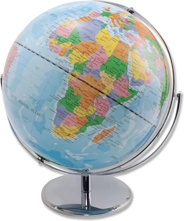 Alt view image 2 of 11 - Advantus 12-Inch Globe with Blue Oceans Silver-Toned Metal Desktop Base Full-Meridian 30502