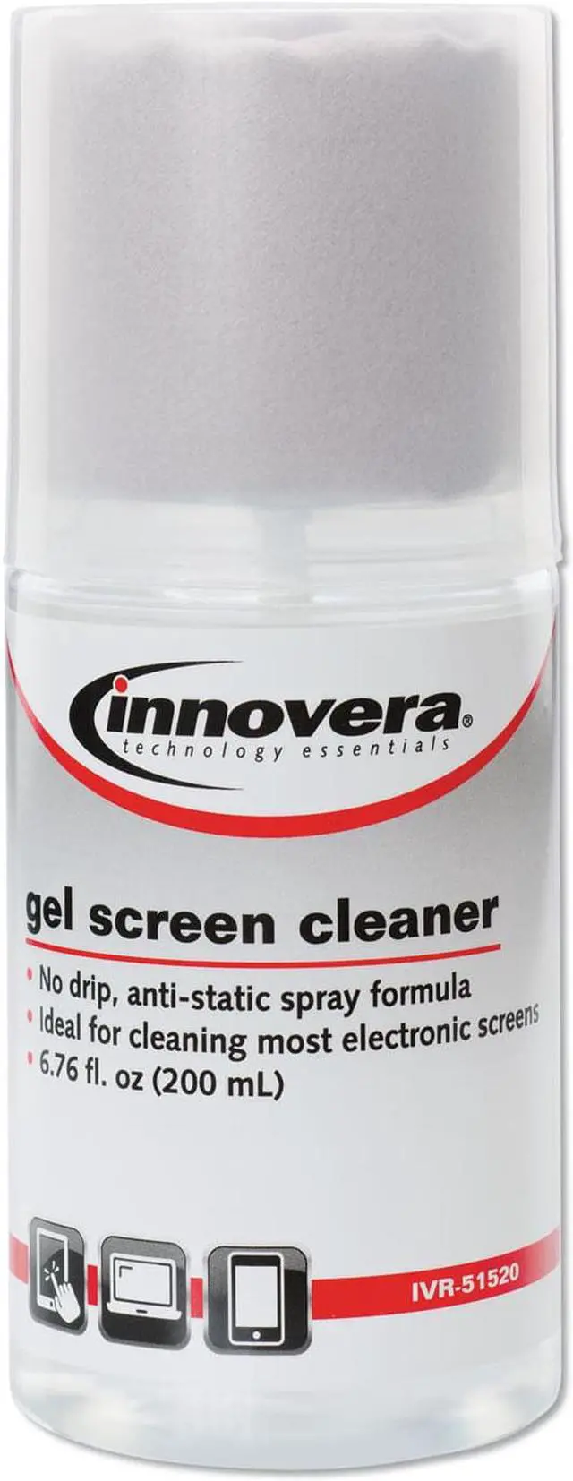 Alt view image 2 of 11 - Innovera Anti-Static Gel Screen Cleaner w/Gray Microfiber Cloth 4oz Spray Bottle