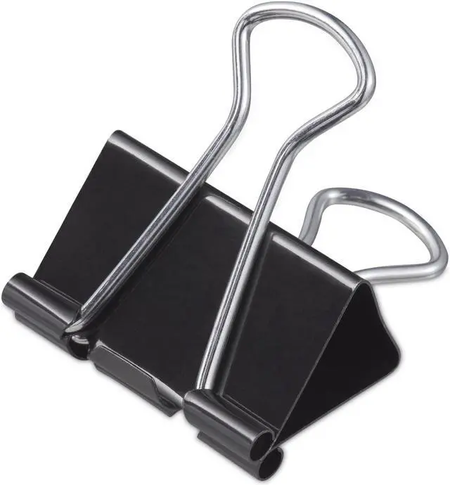 Alt view image 2 of 2 - Universal Medium Binder Clips, 5/8" Capacity, 1 1/4" Wide, Black, 24/Pack
