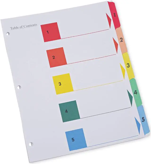 Alt view image 3 of 9 - UNIVERSAL Table of Contents Dividers Assorted Color 5-Tab 1-5 Letter White 6