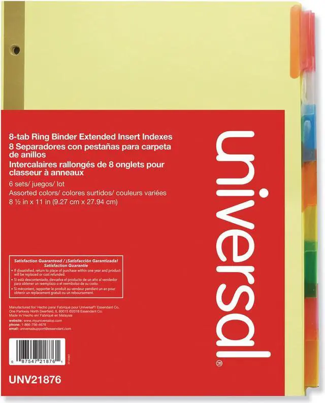 Alt view image 2 of 6 - Universal Extended Indexes Assorted Color Eight-Tab Letter Buff Six Sets per Box (AZRUNV21876)