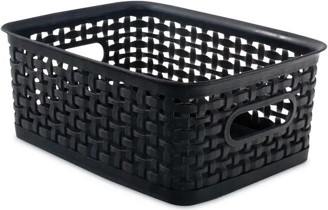 Alt view image 5 of 7 - Staples Plastic Weave Bin Black Small 36000