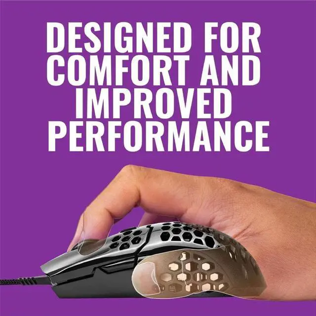 Alt view image 9 of 14 - Cooler Master MM710 Pro-Grade Gaming Mouse (Glossy Black) - 53g Lightweight, Honeycomb Shell, Ultralight Ultraweave Cable, Pixart 3389 16000 DPI Optical Sensor